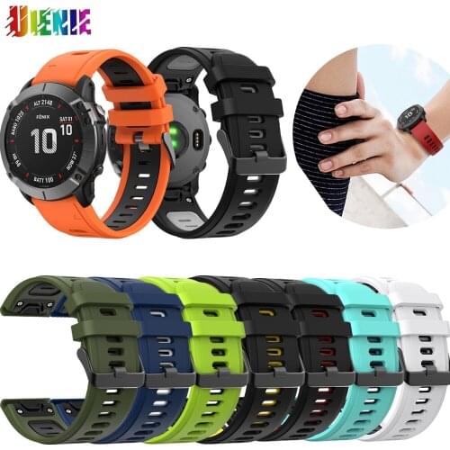 22mm Two-color Quick Release Silicone Strap for Garmin fenix 6 Watch band For Garmin Fenix 6 GPS Wristband Bracelet Black Buckle
