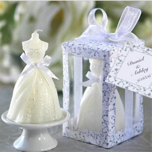 Romantic White Boxed Bridal Bride Shape Candle Wedding Party Favors Home Decor