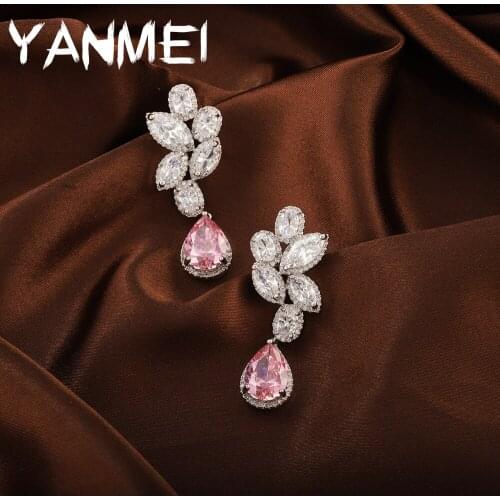 Senior Design Luxury Petals Drop Earrings Paved Zircon Jewelry Earring for Women Elegant Popular Marriage Full of Charm kolczyki