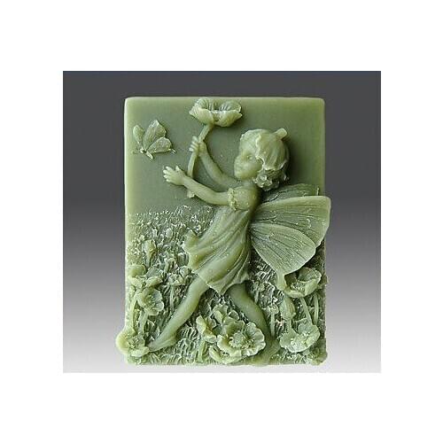 Silicone soap mold Catching Butterflies girl shape fondant cake chocolate clay mould wholesale mould tools