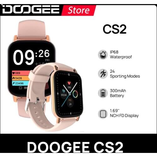 DOOGEE CS2 Smartwatch 1.69 inch 2021 New Smart Watch Women Men Fitness Tracker IP68 waterproof 300mAh 24 Sports Modes Full Touch