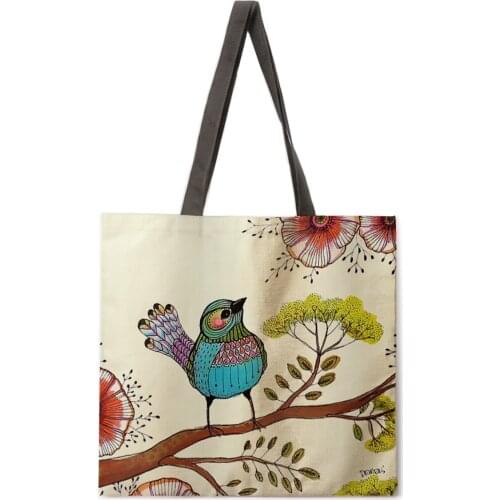 American flower and bird print handbag handbag lady handbag lady durable one-shoulder shopping bag large capacity tote bag