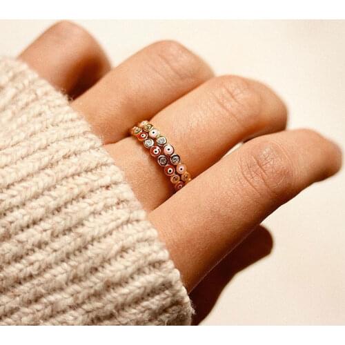 Turkish Evil Eye Rings For Women CZ Jewelry Crystal Korea Ring Knuckle Fashion Turkey Gold Color Woman Accessories Gift Fashion