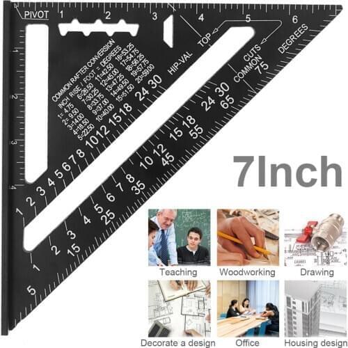 Angle Ruler 7inch Metric Aluminum Alloy Triangular Measuring Ruler Woodwork Speed Square Triangle Angle Protractor