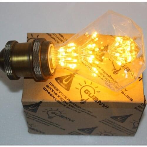 3w E27 220V Vintage Edison Light Bulb Glass Diamond Stars Decoration light Bulb
