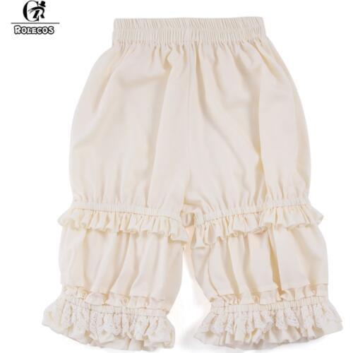 ROLECOS Lace Lolita Shorts Women Bloomers Sweet Pumpkin Shorts Cotton Blends Safety Shorts Lolita Costume 3 Colors Underskirt