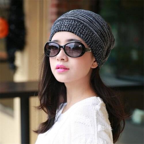 CUHAKCI Hip-hop Caps Women Knitted Beanies Winter Skullies Bonnet Stripe Hat Casual Unisex Streetwear