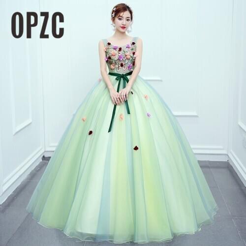 2018 New Arrival Cabdy Color Sweet Evening Dress Princess Ball Gown Bow Fresh Flower Cut-out Fashion for Formal Performance