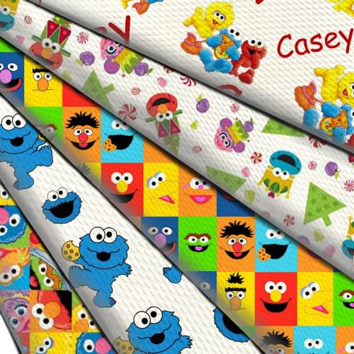 1/2yard Cartoon Character Print Bullet Textured Liverpool 4 Way Stretch Spandex Knit Fabric For Baby HeadWrap Bummies