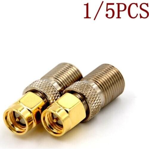 1 Or 5pcs F Type Female Jack To SMA Male Plug Straight RF Coaxial Adapter F Connector To SMA Convertor All Copper Nickel Plated