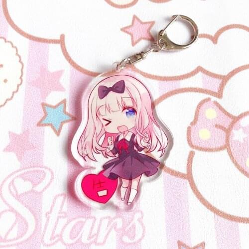1pc Lovely Anime Kaguya-sama: Love Is War Keychain Fujiwara Chika Shinomiya Kaguya Keychain Doubleside Pendant Figure Keyring