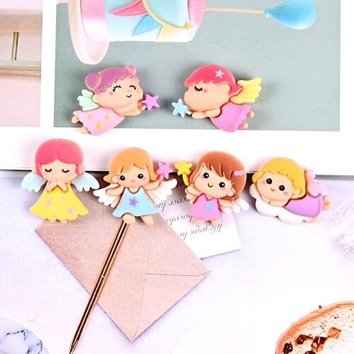 10 Pcs/set Cartoon Girl Angel Flat Back Resin Cabochon Decoration DIY Scrapbooking Hair Bows Phone Shell Accessories Party Gifts