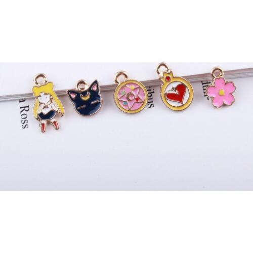 10pcs Japanese Beautiful Girl Series Girl Flower Enamel Charms Mini Alloy Pendants Finding DIY Bracelet Jewelry Accessory YZ547