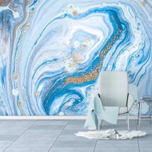 Custom 3D Wallpaper Mural De Parede Blue Marble Pattern TV Background Wall Painting Wall Papers Home Decor Living Room Modern