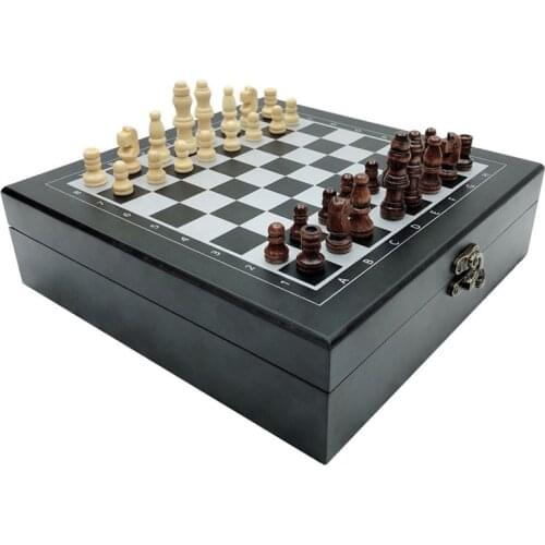 4 In 1 Wood Chess Domino Poker Dice Or Chip Set Folding Board High Quality Family Game Travel Outdoor Use Portable Easy Carry