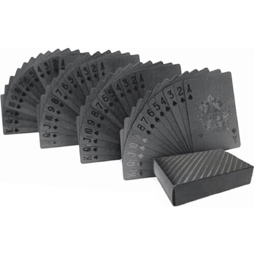 54pcs/pack Fashion Gold Foil Poker Novelty Collection Waterproof PVC Plastic Playing Cards Set Solid Color Black Board Game