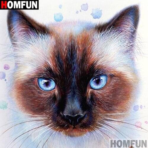 Homfun Full Square/Round Drill 5D DIY Diamond Painting "Animal cat" 3D Embroidery Cross Stitch Home Decor Gift A11770