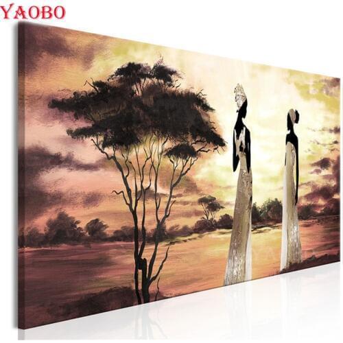DIY Diamond Painting African woman 5D Cross Stitch Kits Diamond Mosaic Patterns Diamond Embroidery Landscape square Rhinestones