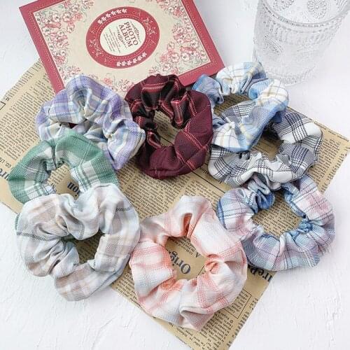 Aphrodite Sweet Plaid Scrunchie Rubber Bands Hair Bands Elastic Headband Women Girls Ponytail Holder Hair Accessories Ornaments