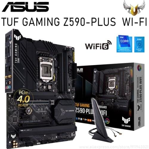 Asus LGA 1200 TUF GAMING Z590-PLUS WIFI Z590 Motherboard PCI-E 4.0 DDR4 128GB SATA III USB3.2 1200 Motherboard Placa-mãe New