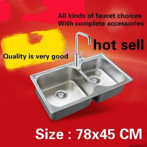 Free shipping Standard Kitchen sink big double groove 304 stainless steel hot sell 78x45 CM