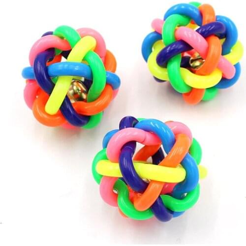 Color Woven Ball Dog Puppy Cat Pet Bell Sound Ball Color Rubber Plastic Fun And Interesting Pet Toy Supplies