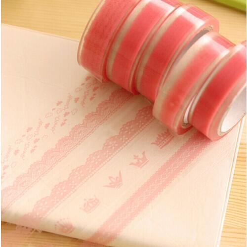 5 pcs/lot DIY Craft Decorative Pink Adhesive Tape Washi Stickers Scrapbooking Adesivos Fita Adesiva Stationery Papeleria