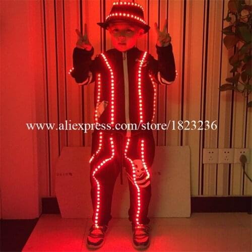 LED Luminous Children Robot Suit Clothing Illuminate Flashing Led Costumes Party Dress For Childrens Day Birthday Gift