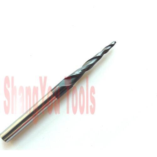 Dia 1/4" and Tip radius=1mm solid carbide Tapered Ball Nose End Mills and taper milling cutter HRC55 with Tialn coating
