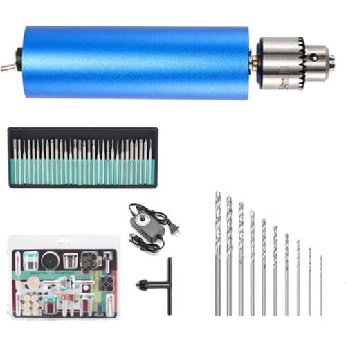 Electric Mini Hand Drill with Power 0.3-4mm Chuck 13000RPM Rotary Tool Kit for Wood DIY Craft Jewelry Walnut US Plug