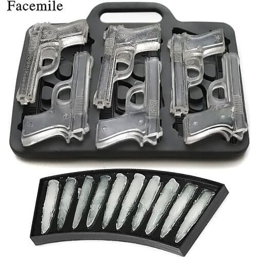 Facemile 2PCS/Set DIY Ice Cube Mold Gun Bullet Shape Ice Cube Tray Fruit Ice Cream Maker Kitchen Bar Drinking Accessories