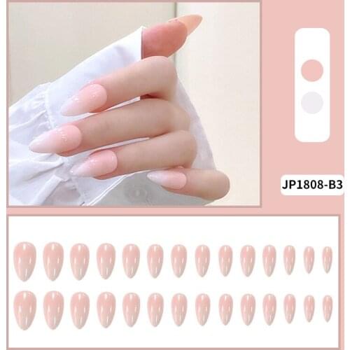 Glossy Ombre French Stilettos Fake Nails Gradient Pink Nude Long Sharp Artificial UV False Salon Party Nail Tips Faux Ongle