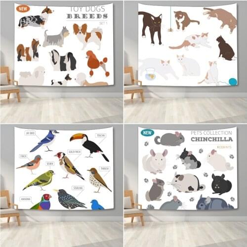 Cartoon Animals Pattern Tapestry Background Cloth Wall Hanging Tapestry Bedroom Decor Wall Blanket Tapestries Home Office Dorm