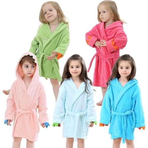 Kids Robe Girls Boys Cartoon Hooded Bathrobe Child Toddler Bathing Towel Robe Cute Beach Towel Baby Clothing Sleepwear