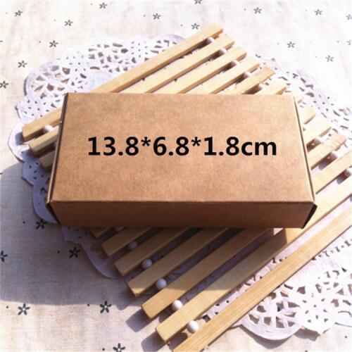 Free Shipping 100pcs 13.3*6.8*1.8cm Natural Kraft Folded Christmas Gift Box, Storage/Small Jewelry Accessories Paper Fold Box