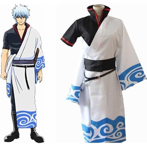 Unisex Anime Cosplay GINTAMA Sakata Gintoki Shiro Yasha Cosplay Costumes Sets Suit Kimono