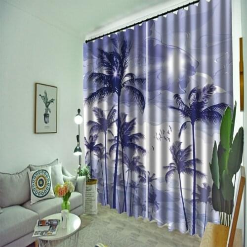 Beautiful Photo Fashion Customized 3D Curtains purple beach curtains Thickened blackout curtains