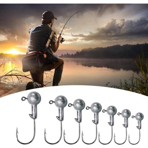 10pcs/lot NED head jigs hook 1g-10g All size Round Ball Jig Head Hook Weedless Long Shank Secondary hooks For Soft Worm Fishing