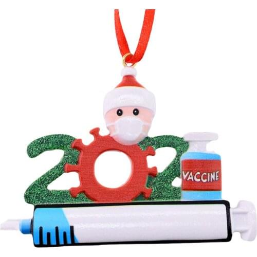 Snowman Wearing Mask 2021 Christmas Home Decoration Vaccination Vaccine Souvenir Christmas Tree Hanging Ornament Resin Decor
