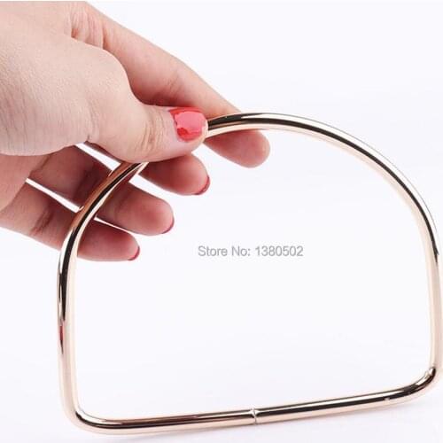 2pcs/lot metal Gold Color D Shape Fashion Handle frame Handbag Handle For purse bag accessories