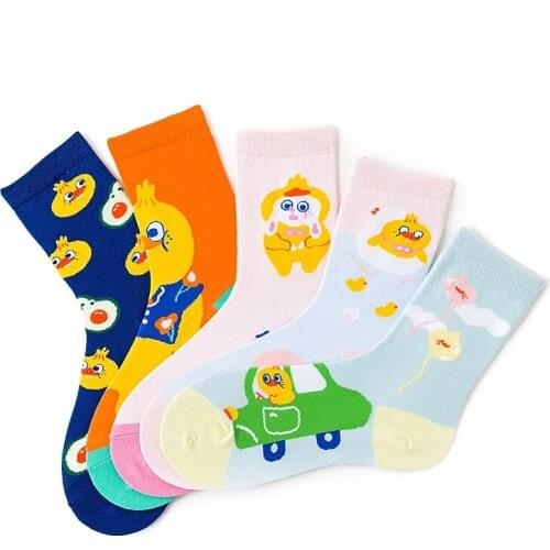 Cute Girl Socks Cartoon Pattern Independent Design Hip Hop Street Fashion Trend Cotton Couple Gift Sock
