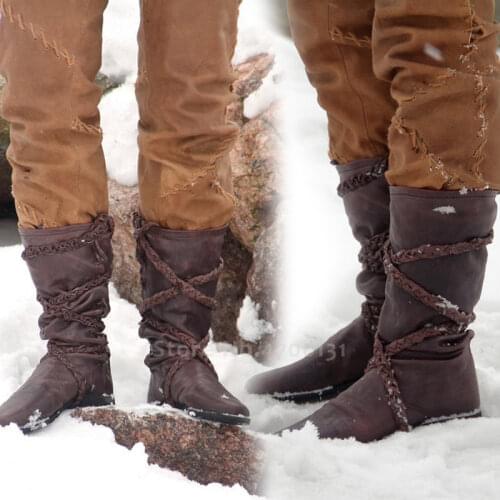 Medieval European British Style Fashion Leather Boots for Men Women Zipper Tassel Retro Knight Boot Vintage Bandage Single Shoes