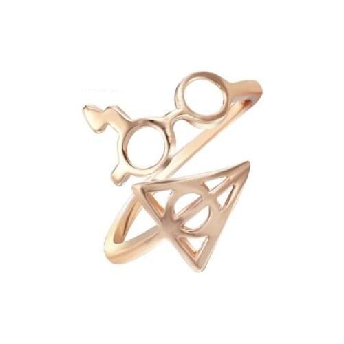 Harried Wholesale Fashion Rings Female Lightning Scar Glasses Potter Deathly Hallows Rings for Women Girl Birthday Gift