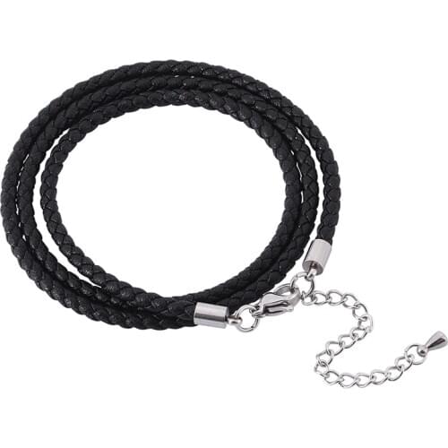 Trendy Women Jewelry Black Braided Leather Bracelet Female Handmade Multilayer Wrap Bracelets Length Adjustable SP0539
