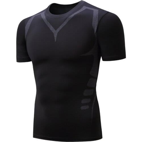 Mens Compression Running Tight Tshirts Cool Male Breathable Basketball Soccer Fitness Quick Dry Sport Gym Training T-shirts
