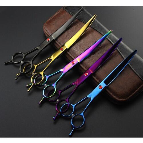 Custom-made 7 inch Pet grooming hair scissor set Animal bent cutting barber dog scissor thinning shears hairdressing scissors