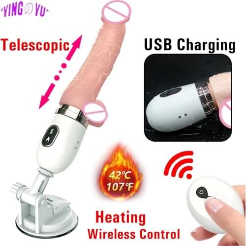 Heating Telescopic Big Dildo Wireless Remote Vibrator Suction Cup Automatic Sex Machine Adult Products Erotic Sex Toys For Woman