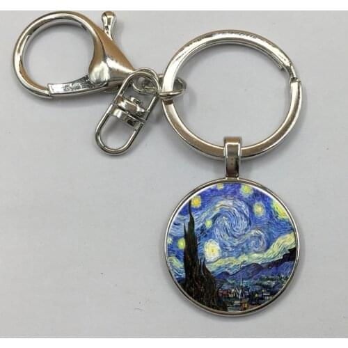 2020 NEW Van Gogh Star Time Gem Pendant Keychain Glass Jewelry for Men and Women Wholesale