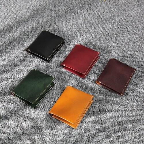 2020 New Style First Layer Skeleton-skin Handmade Retro Retro Minimalist Thin Wallet Europe and America Cross Border