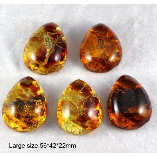 New Arrive Scorpion DIY Ornament Natural Insect Sweater Chain Craft Gift Necklace Amber Pendant Butterfly Insects Stone